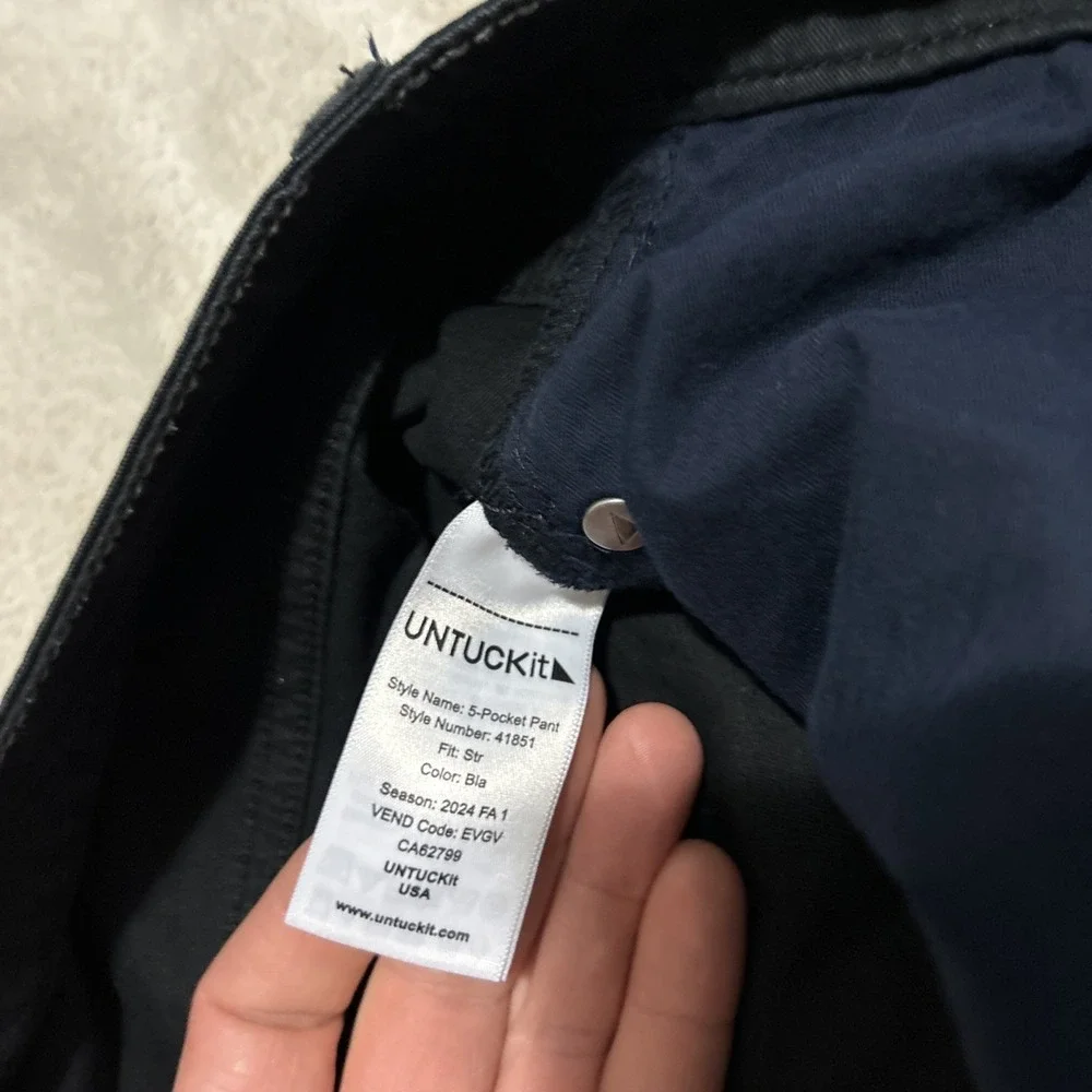 Untuckit Chino Pants Mens 34X32 Black Straight Fit Stretch Casual Work Preppy